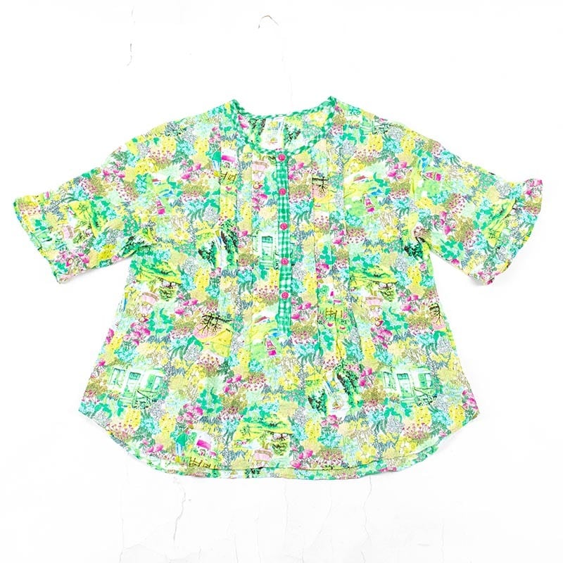 セール】パジャマ TUNIC 80ローンサッカー・ガーデン小花 5分袖半開