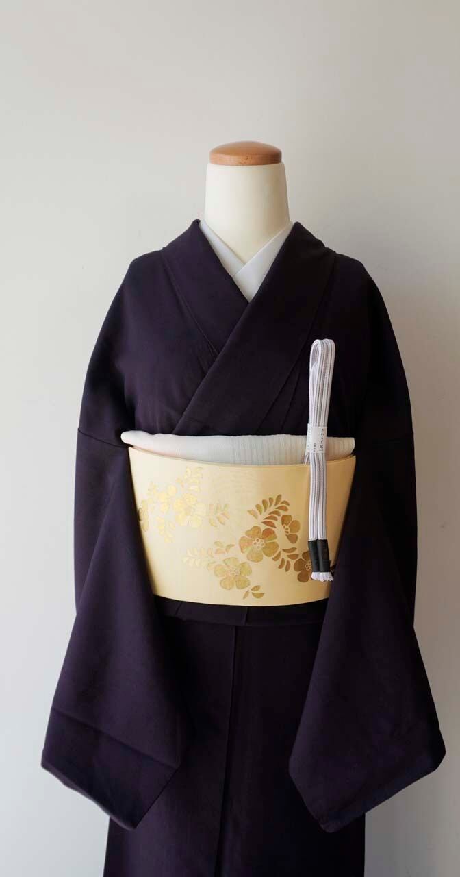袷】長襦袢セット品 似せ紫色 ファルコン地紋 紬 縫い一つ紋 | 大山