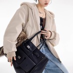 Puffer Jacket, Pebbled Faux Leather with Fur Collar, Warm Winter Coat (ME269)