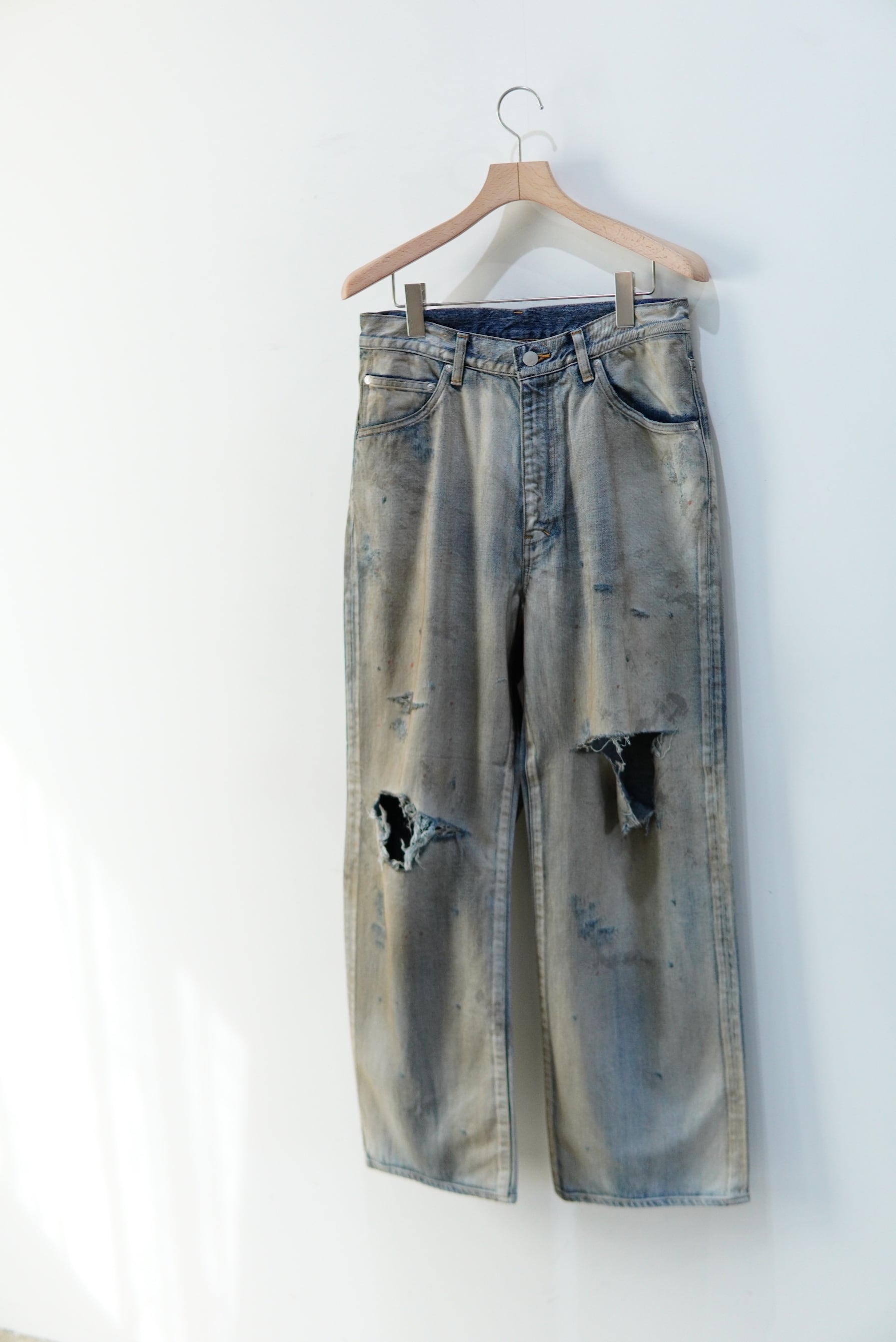 ANCELLM / CRASH MIDDLE STRAIGHT 5P DENIM PANTS / ANC-PT121-B | POETRY