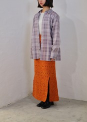 AMBERGLEAM - Hand Crochet Skirt :black|手編みクロシェ/可変スリット/裏地付き/綿100%
