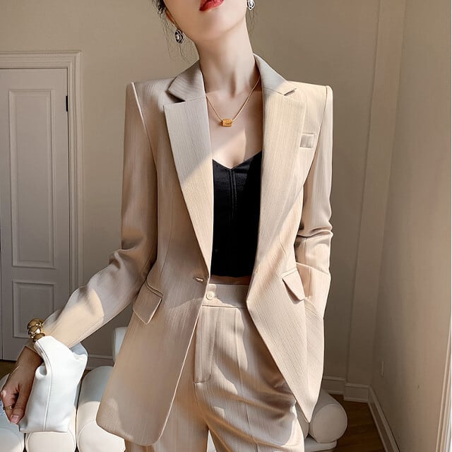 セットアップ レディース スーツ ツーピース シングルボタン かっこいい 大人女子 オケージョン 華やか シャンパン S/M/L/XL