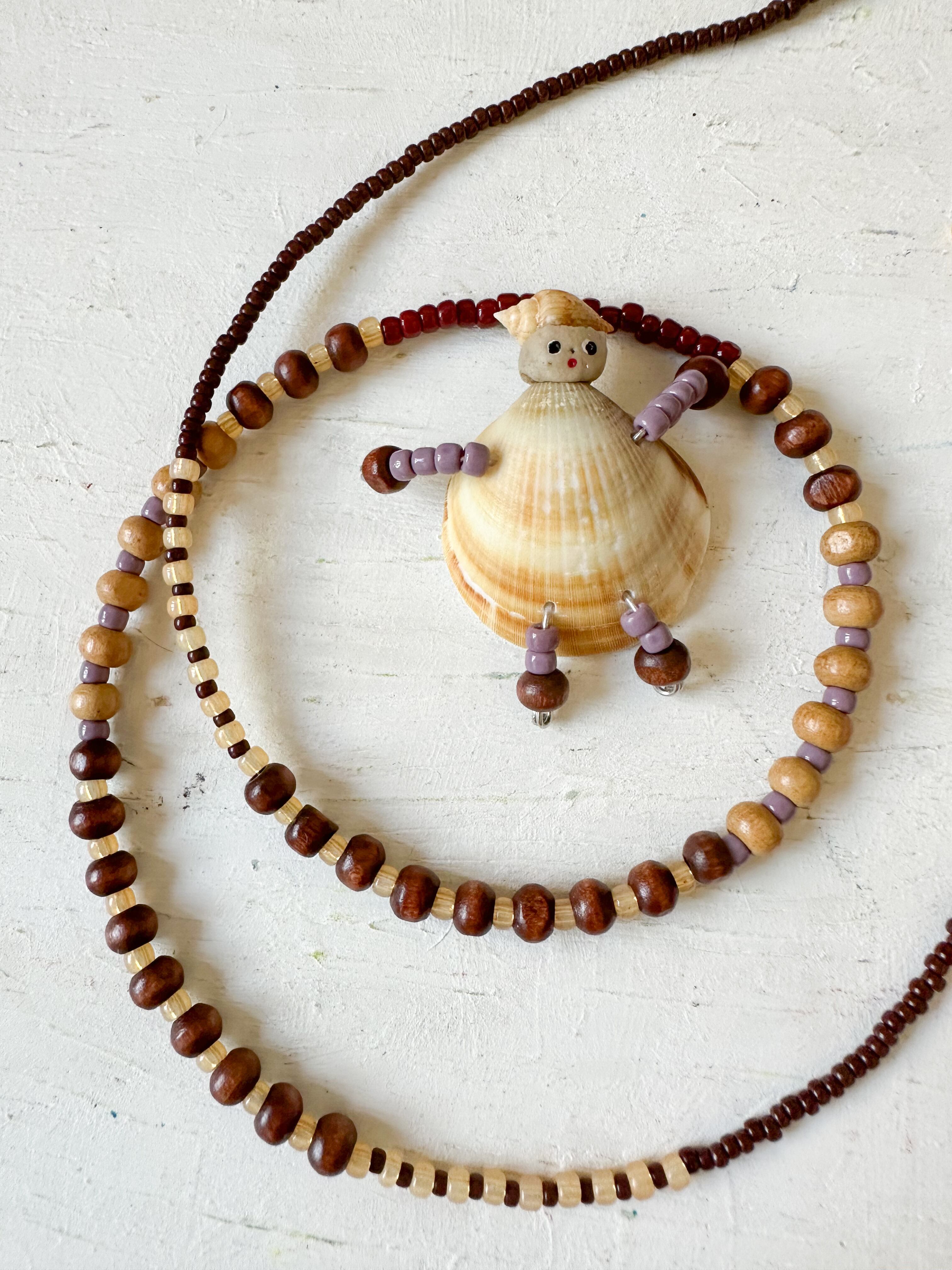 9月・貝殻ドールとビーズのペンダント08 | 貝殻こけし舎