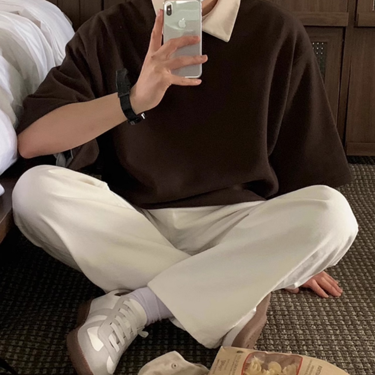 コントラストバイカラーポロシャツ　0608