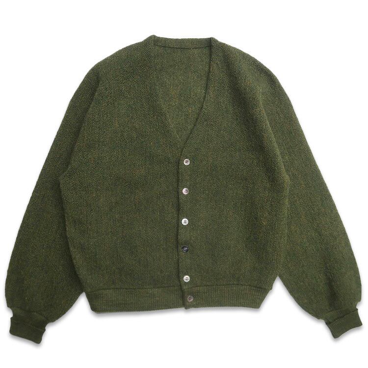 古着 アクリルニット カーディガン セーター グリーン系 表記  