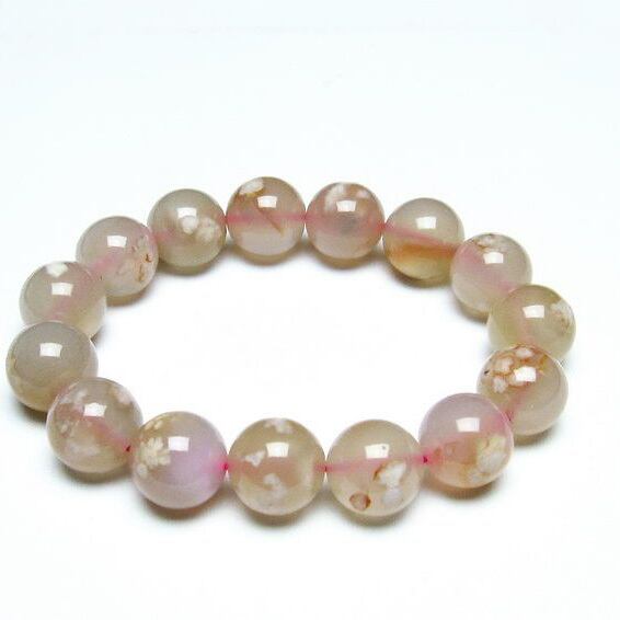 チェリーブロッサムアゲート ブレスレット 桜瑪瑙 15mm [M便 1/10] 111-26460