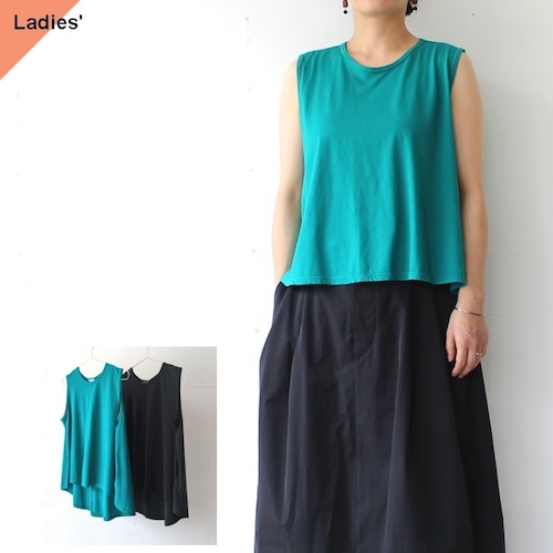 Siora  細番手天竺フレアスリーブレスTee　Thin jersey stitch flare sleeveless tee