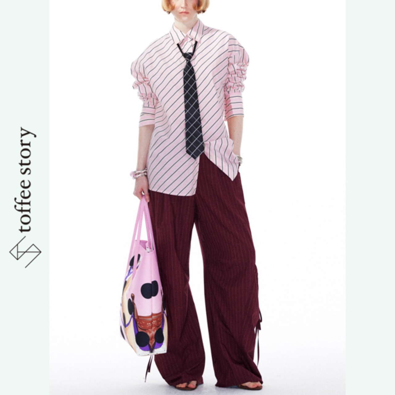 ストライプの錯覚/ピンクオーバーシャツ 《B0012》