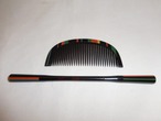 縦縞鼈甲の櫛と笄 tortoiseshell work ornamental comb and hair pin(vertical stripes)