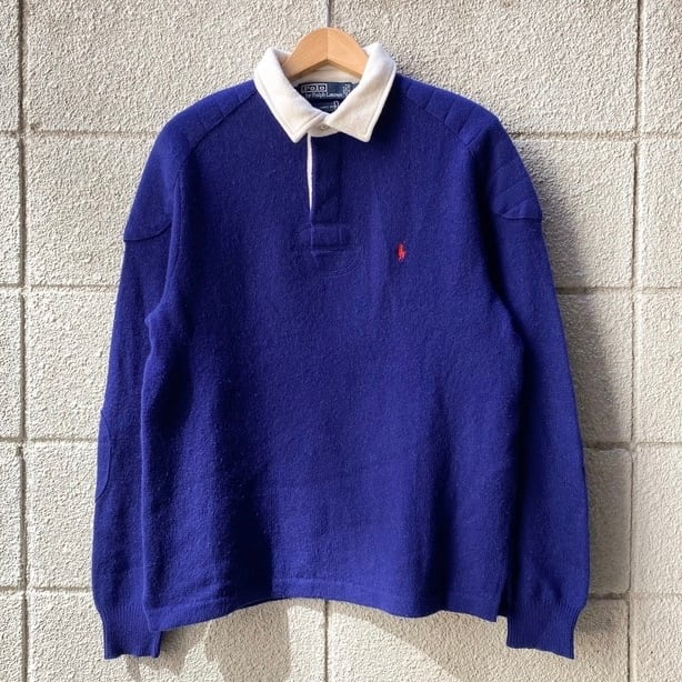 90's Polo Ralph Lauren Wool Knit Rugger Shirt S / ポロ・ラルフ