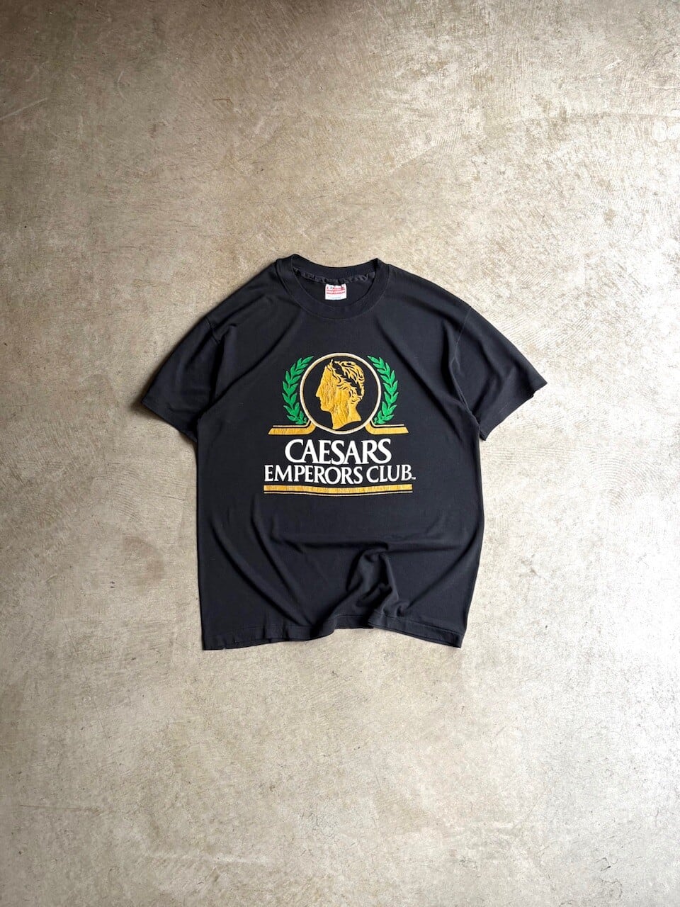 USA製 80's-90's. Hanes POLY-COTTON PRINT T-SHIRTS “CAESARS EMPERORS CLUB”