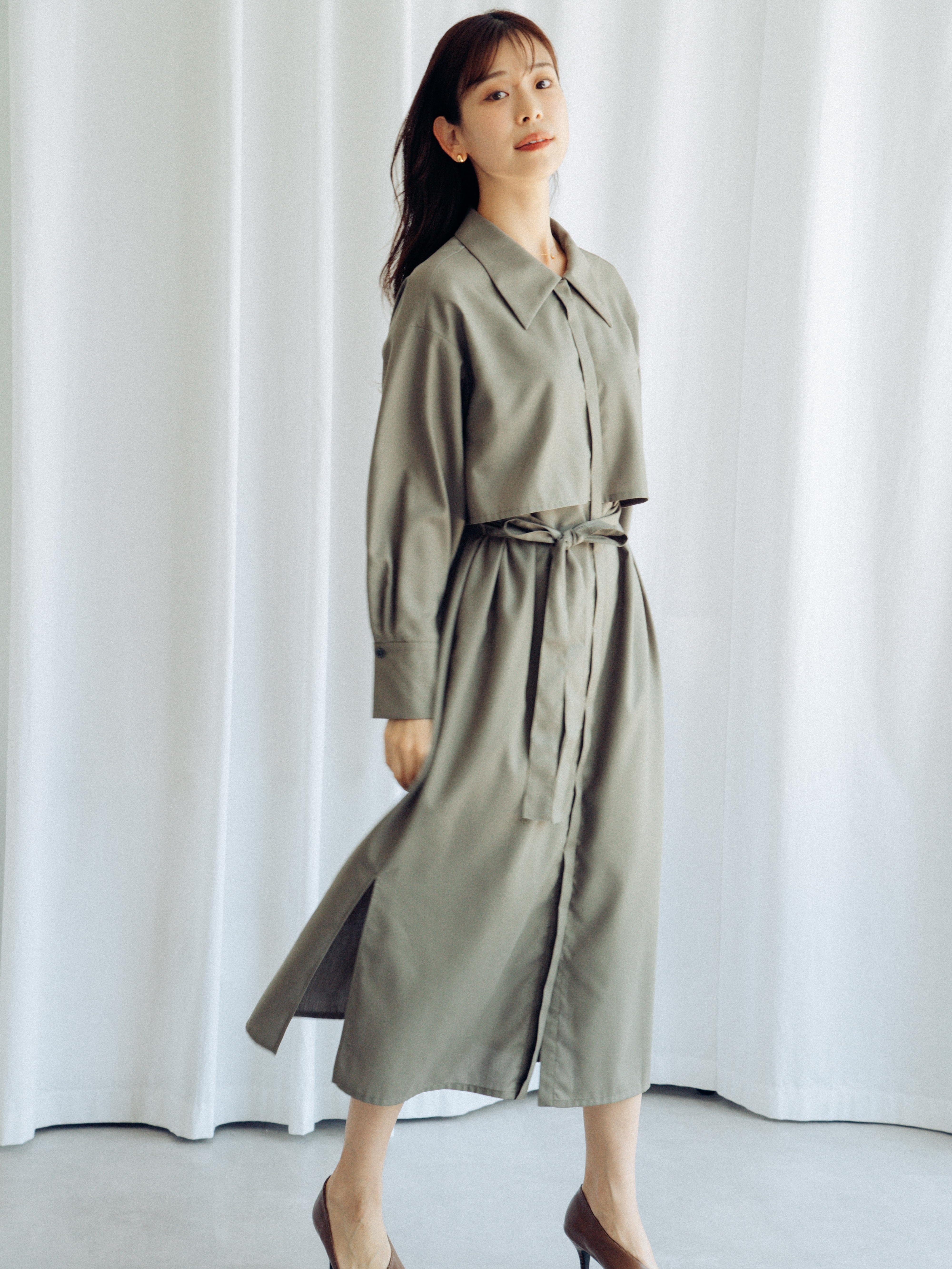 新品✨23区　2024年モデル　比翼仕立てシャツワンピース　Aライン　38 23区(ニジュウサンク)の【洗える】TWビエラ シャツワンピース通販