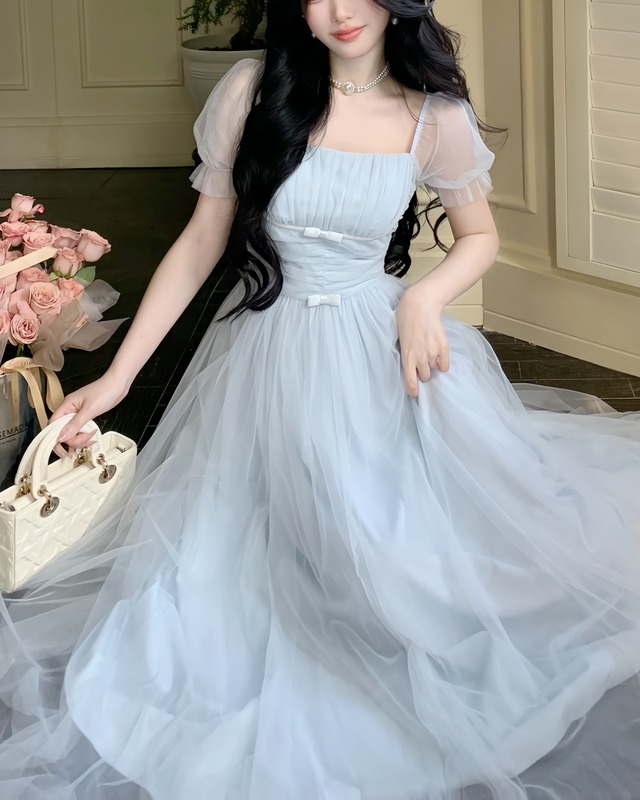 ダブルリボンエアリーメッシュワンピース　2506072