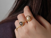S925 SINGLE STONE THIN RING -GOLD RUTILE QUARTZ-