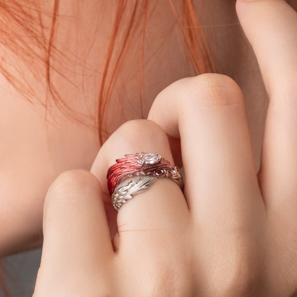 指輪売り上げランキング5位】赤彩ウイングリング 指輪 AKR0077 Red