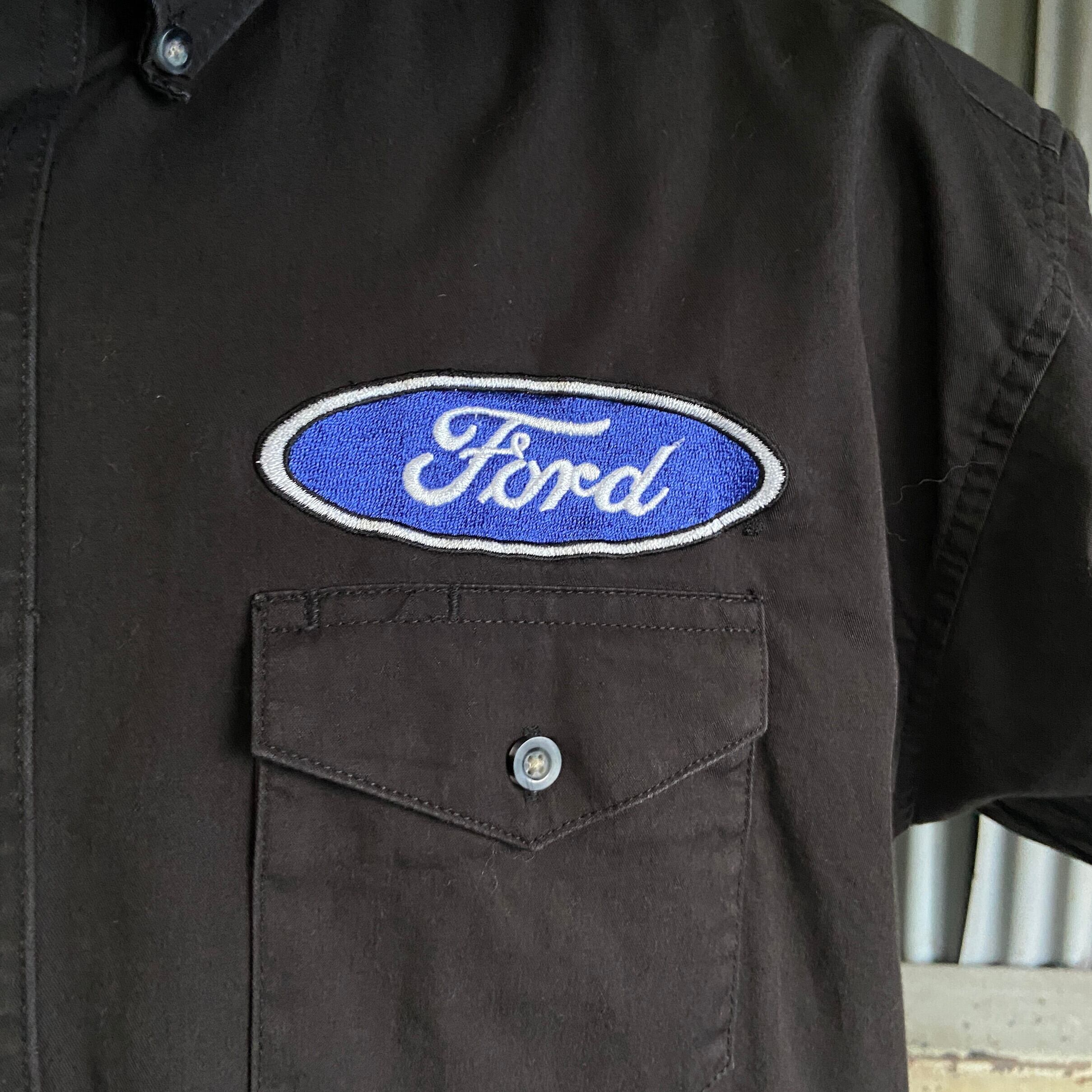 90s 00s 古着 Ford ロゴ刺繍 パーカー L ネイビー 企業ロゴ 00's 
