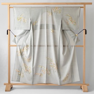 千總製　波に葦の模様　絽　訪問着【中古品】