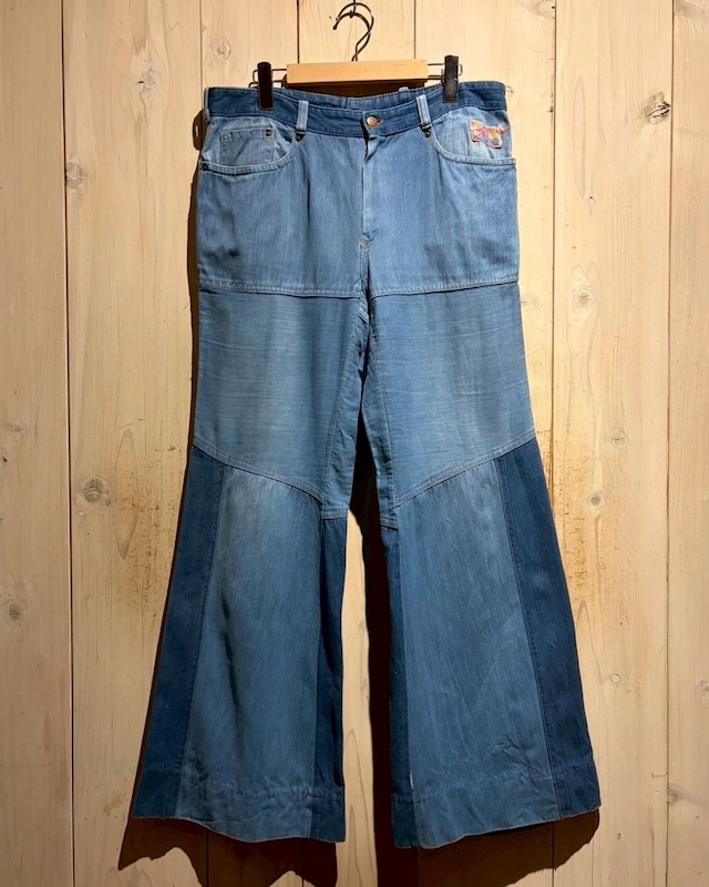 【a.k.a.C.a.k.a vintage】70's Vintage Patchwork Flare Denim Pants