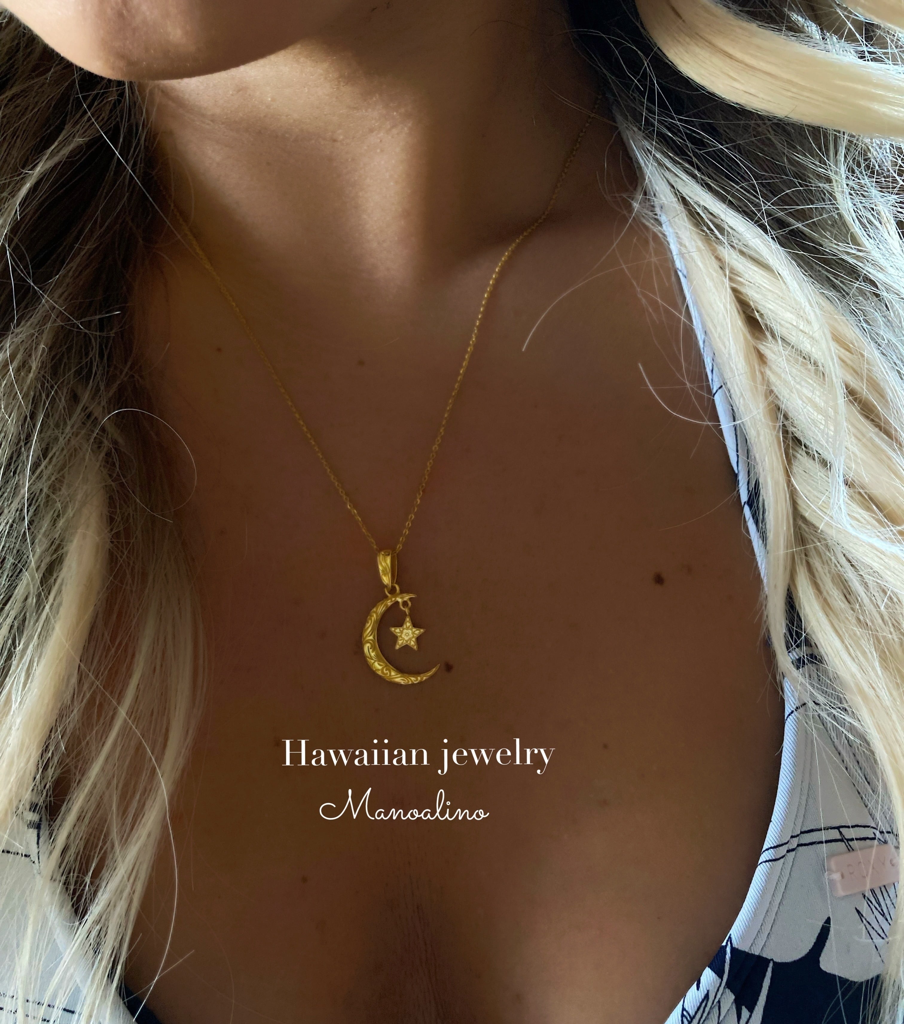 mahina moon star necklace Hawaiianjewelry (ハワイアンジュエリー月&星ネックレス) | Manoalino  【Hawaiianjewelry・Hawaiianaccessory&select】