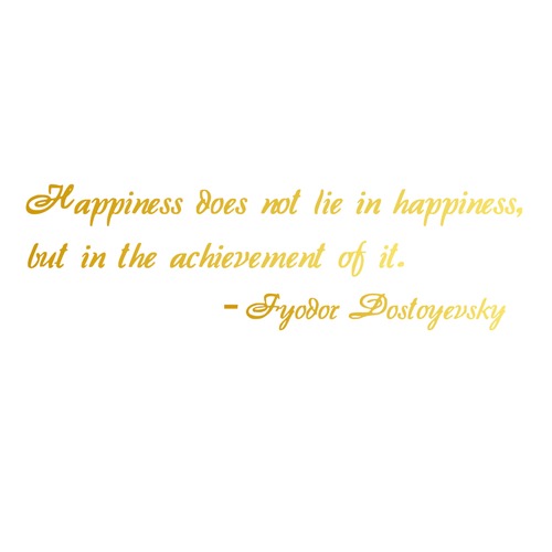 ウォールステッカー 名言 金 光沢 ドフトエフスキー 英字 Happiness does not lie in happiness 
