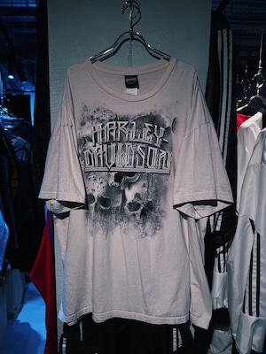 【D4C】vintage "Harley-Davidson" logo skull design over sized T-shirt