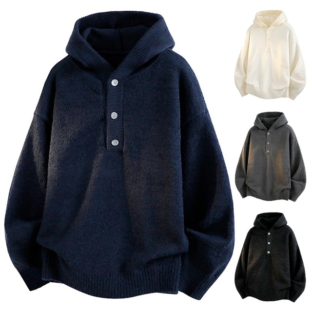 ❆カジュアルのニットパーカー！【WSシリーズ】★セーター★ ユニセックス 4color ニットトップス ニットパーカー