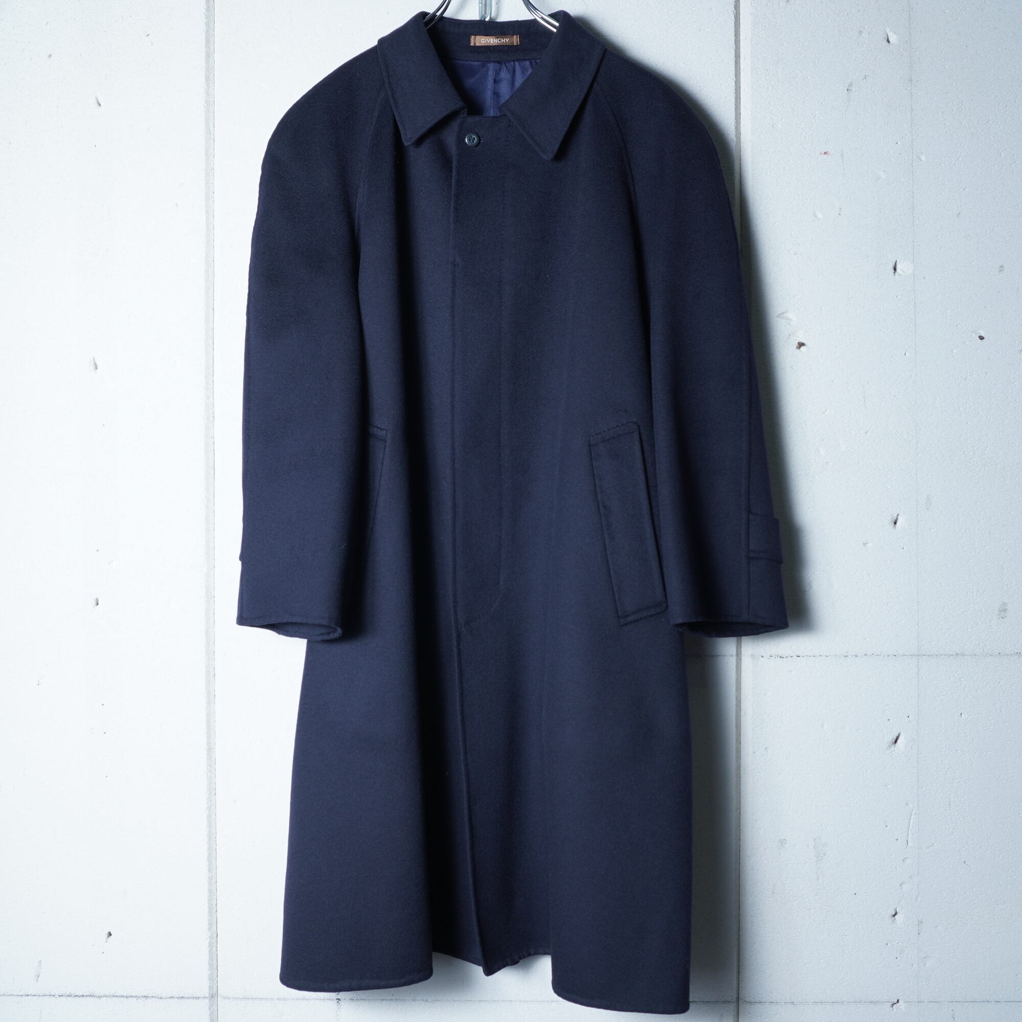 GIVENCHY ジバンシー カシミヤ100 ステンカラーコート ネイビー Givenchy ジバンシー ステンカラーコート ネイビー ウールシルク