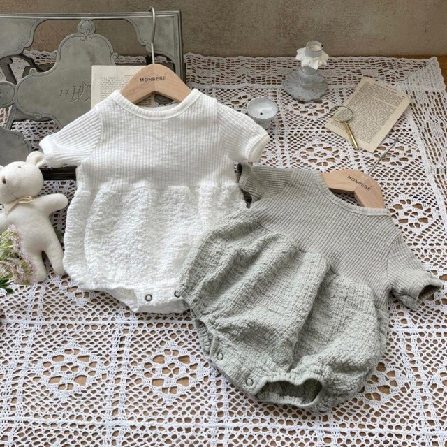 BABY　しわ加工＆リブ　ロンパース