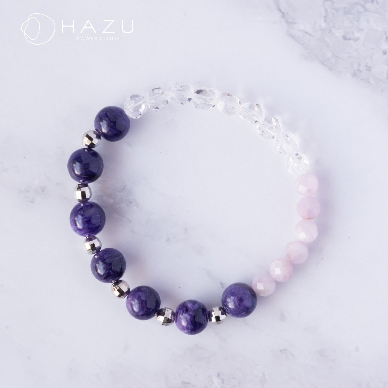 自信を育む紫のパワー［チャロアイト／クンツァイト／水晶］