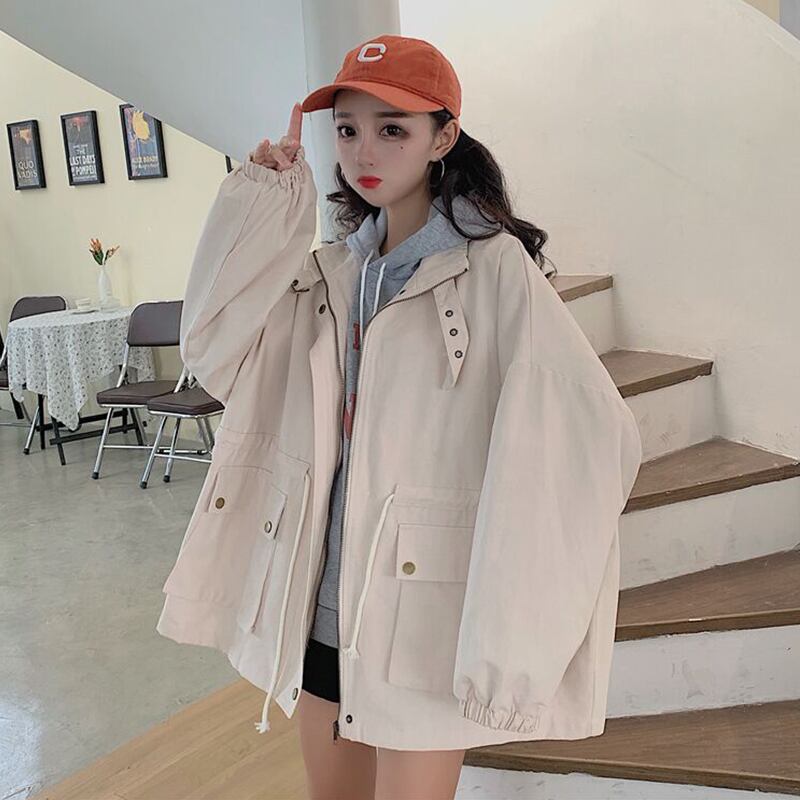 ツーリングジャケットレディース2020新秋冬春秋バージョンルーズBFウィンドオールマッチジャケットミドル丈トップ 萌量不足15311498242