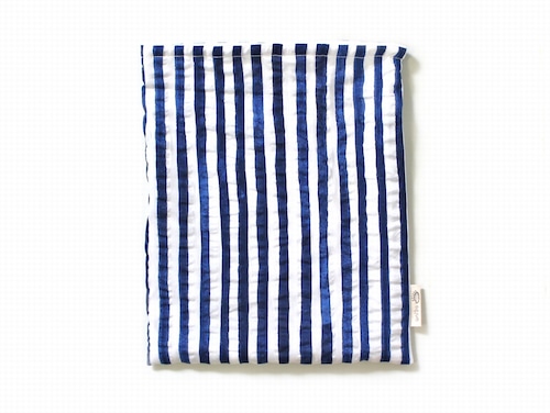 ハリネズミ用寝袋 L（夏用） 綿リップル×スムースニット ストライプ ブルー / Large Snuggle Sack for Hedgehog for Summer