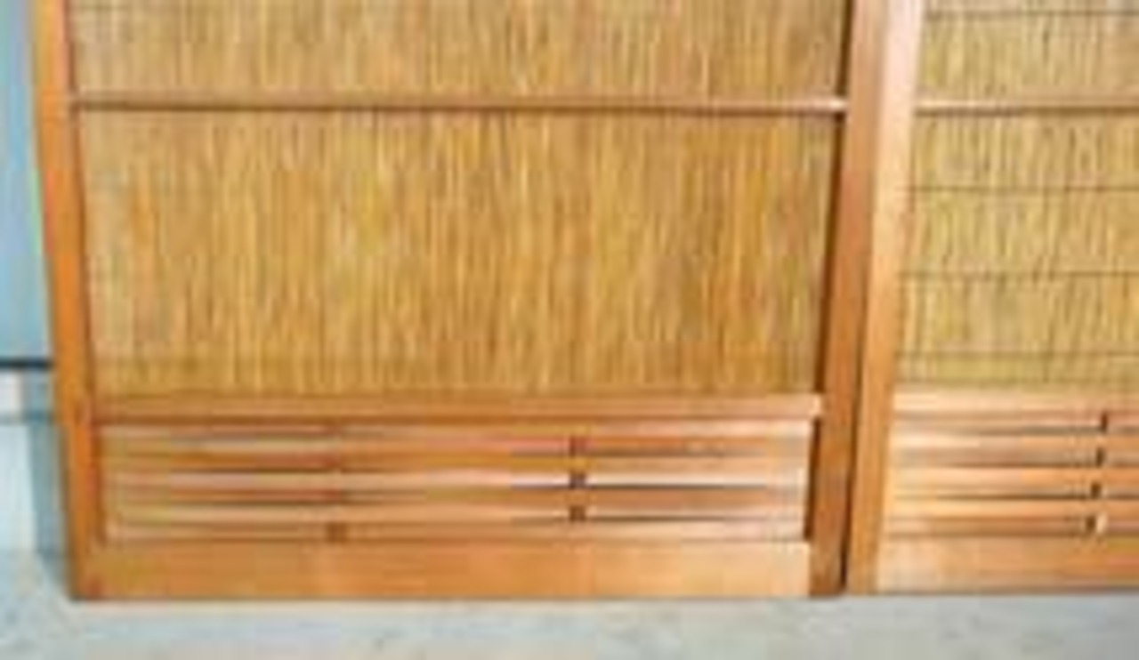 【H177cm×W77cm】×4枚 レトロな味わいの古い簾戸 建具 引き戸 素戸 葦戸 夏戸 夏障子 すだれ 古民 アンティーク