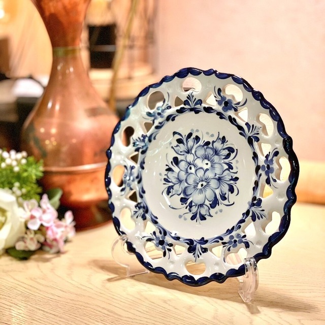 絵皿 ポルトガル 手描き PAIREAL フェアリアル 花柄 ホワイト ブルー 直径20cm 陶器 食器 食卓 皿 トレイ 壁掛け 飾り絵 装飾品 装飾皿 PFA-477W