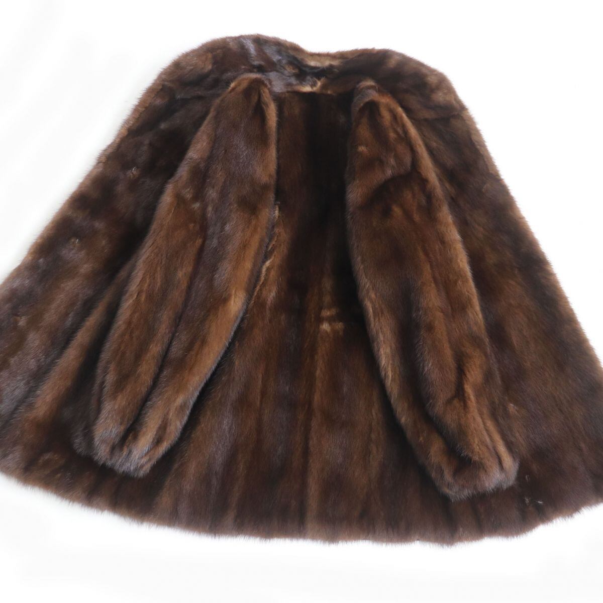【本毛皮】ブラウン 毛皮のコート サイズ11 Nakamura Furナカムラファー本毛皮コートブラウン茶色11号