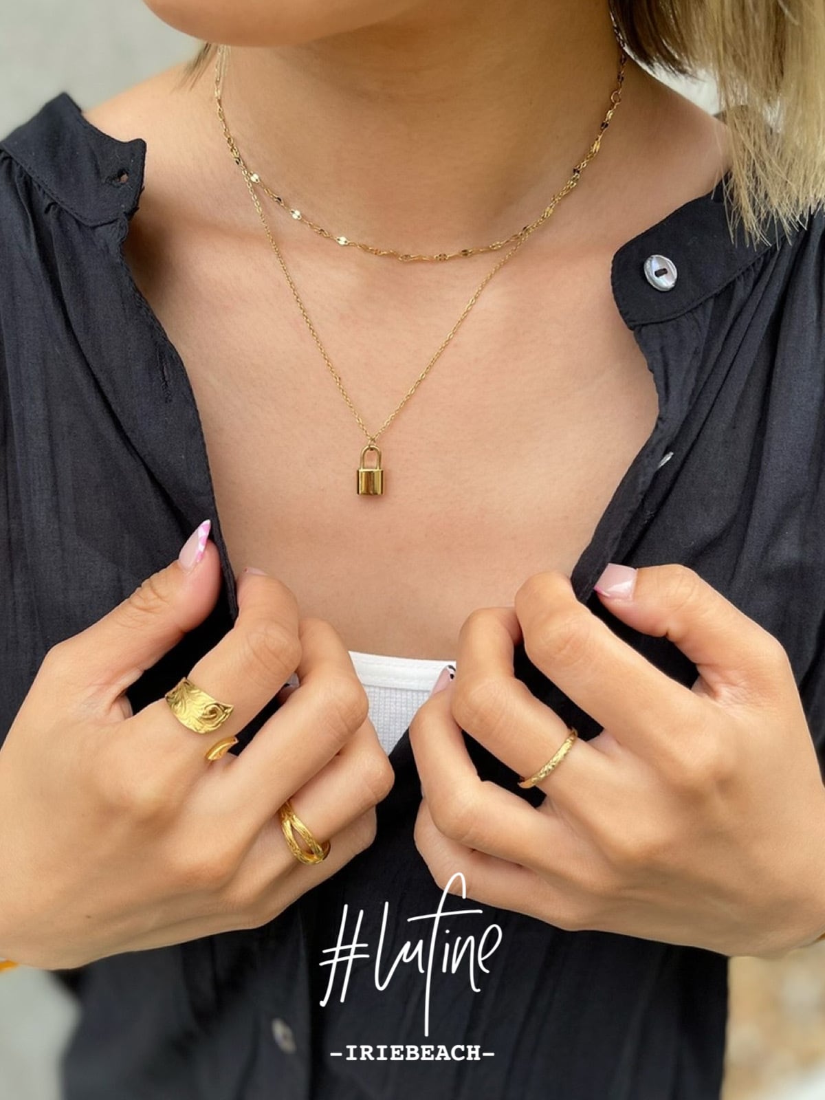 lufine】padlock necklace(layered) | IRIEBEACH
