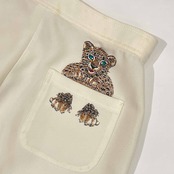 伊太利屋 イタリヤ アニマルデザイン ヒョウ ワイドパンツ 11/ホワイト レディース
