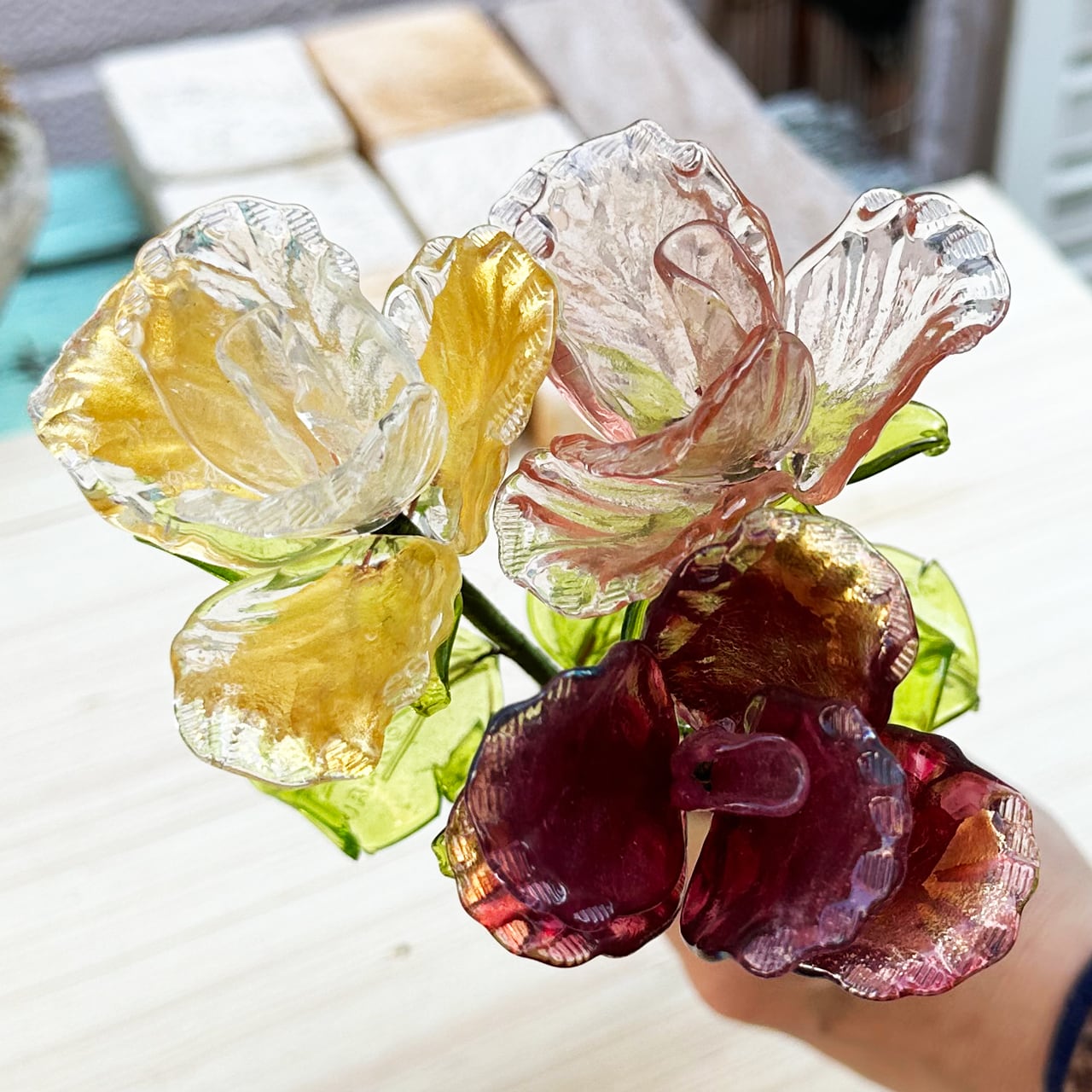 Item967 ヴェネチアンガラス ローズ ガラスの薔薇 Sサイズ クリア