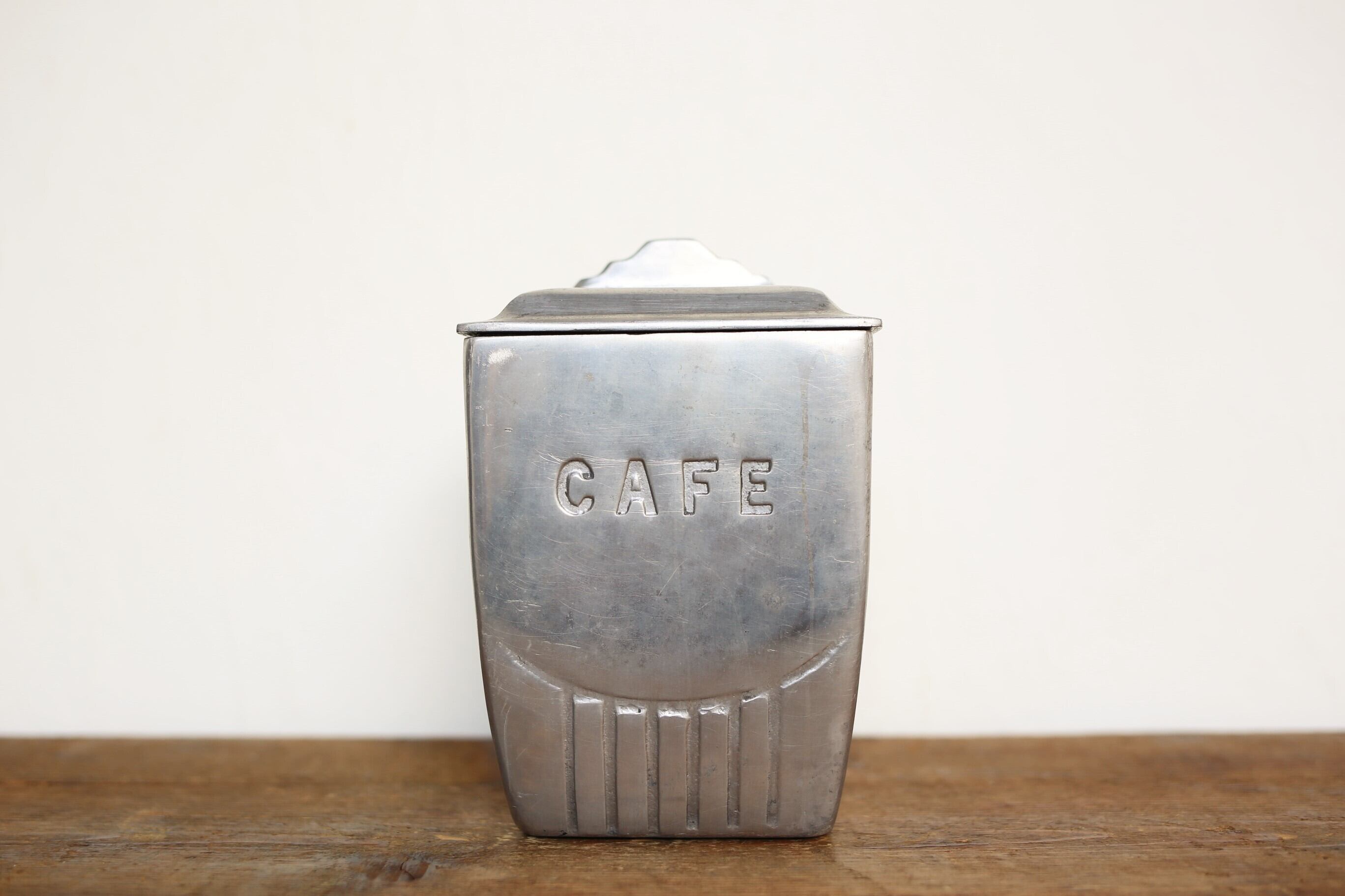 フランス アンティーク ヴィンテージ アルミダイキャスト キャニスター ポット 『CAFE』 N-02735c