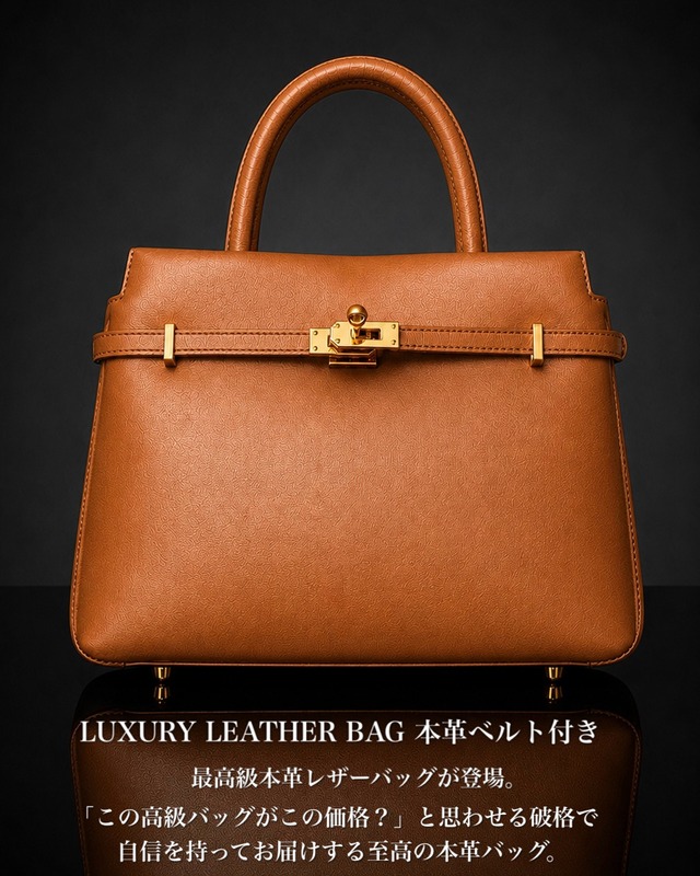 《新色登場》LUXURY LEATHER BAG CAMEL本革ベルト付き【BLB-26009】