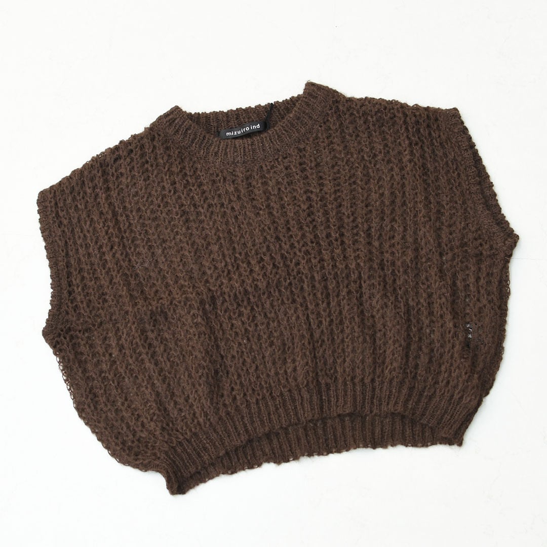 mizuiro ind [ミズイロ インド] hairly cocoon wide vest [3-220085