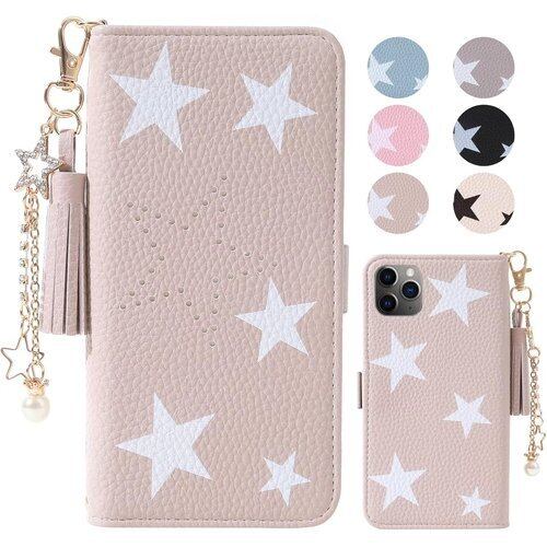 iphone 13pro ケース 手帳型 かわいい スマホケース iphone 13pro 手帳型 おしゃれ 星型 スタッズ アイフォン カバー 可愛い 携帯ケース アイフォン13pro カード収納 保護ケース 薄型 耐衝撃 防水 軽量 高級PUレザー 横置き機能 スマホ アイフォンカバー マグネット式 ストラップ付き お洒落 全面保護カバー 財布型 ベージュ 988