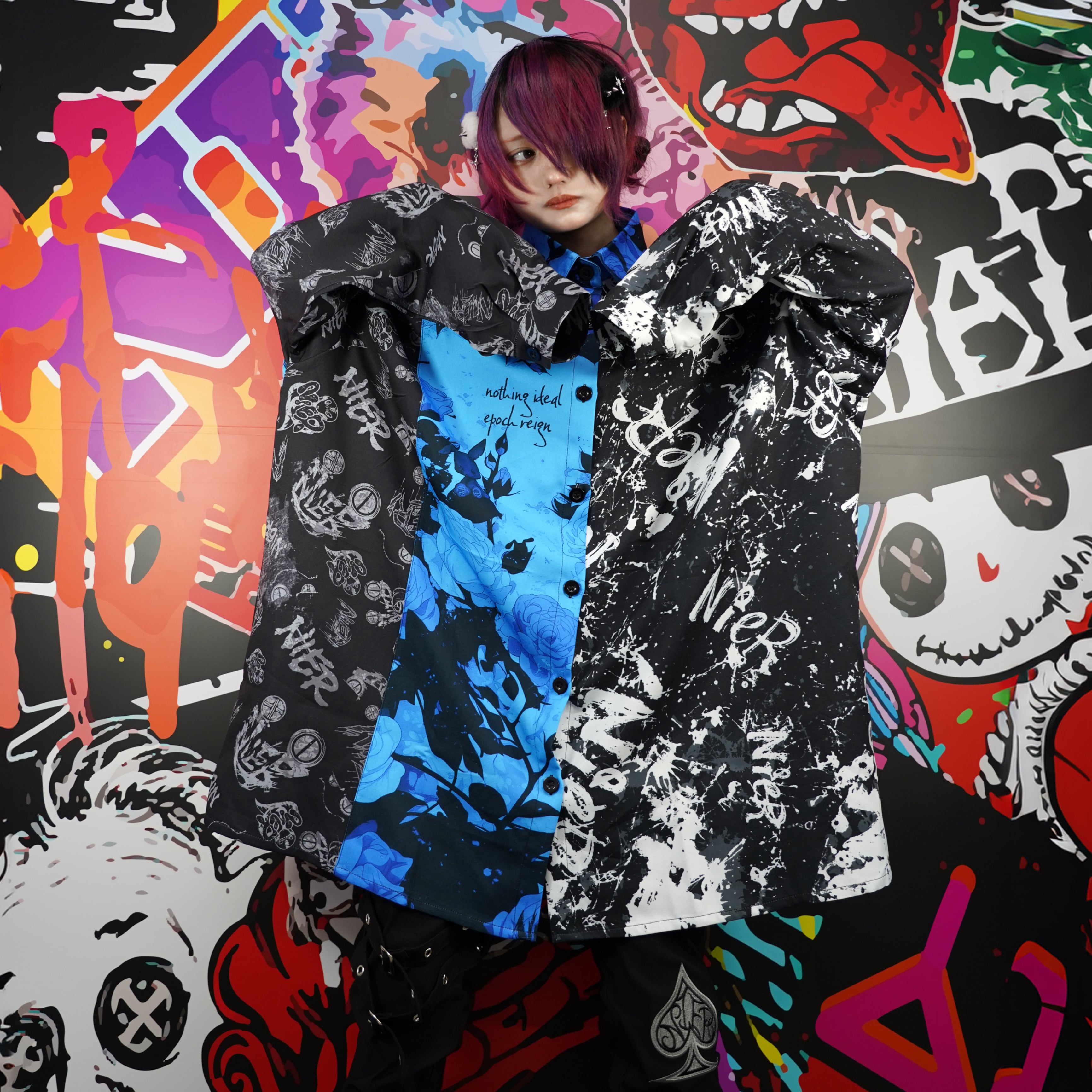 TRIPLE DESIGN SUPER OVERSIZE SHIRT【FACE×ROSE×CRASH】 | NIER CLOTHING
