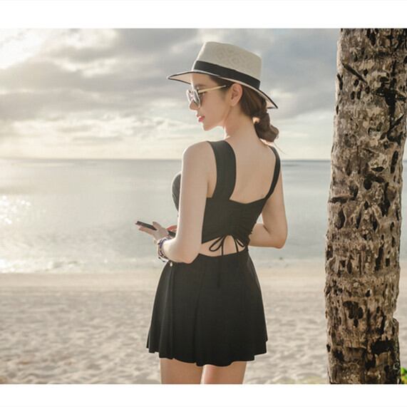 温泉水着 連体式水着 ママ水着 バスト 盛れる 露出控えめ オールインワンビキニ フェミニン パット付き