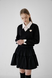 GOXO ゴーエックスオー ゴルフウェア スマイルハートダブルフレアスカート ブラック