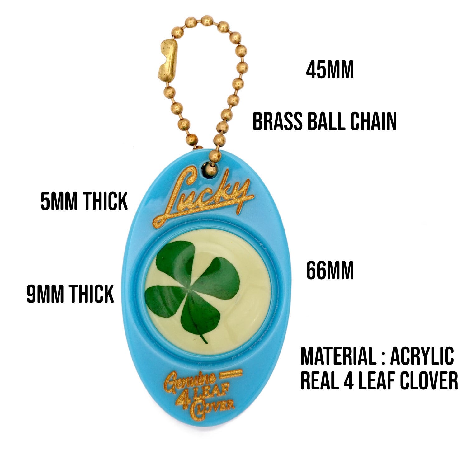 LUCKY CHARMS CALIFORNIA 4 LEAF CLOVER KEYCHAIN 幸運の4つ葉の