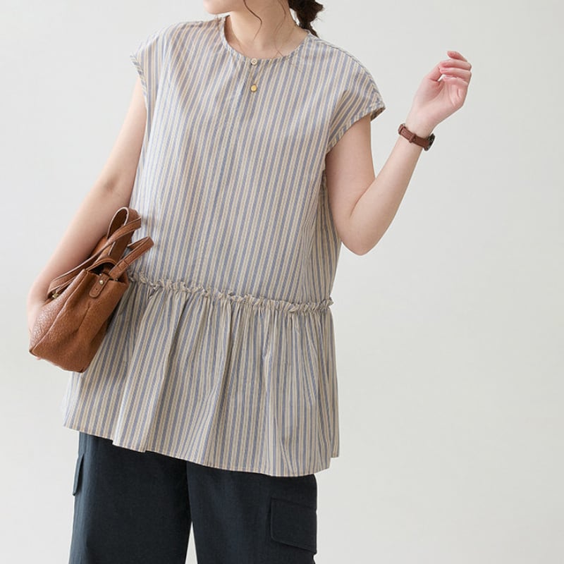 ティアードストライプブラウス M2232