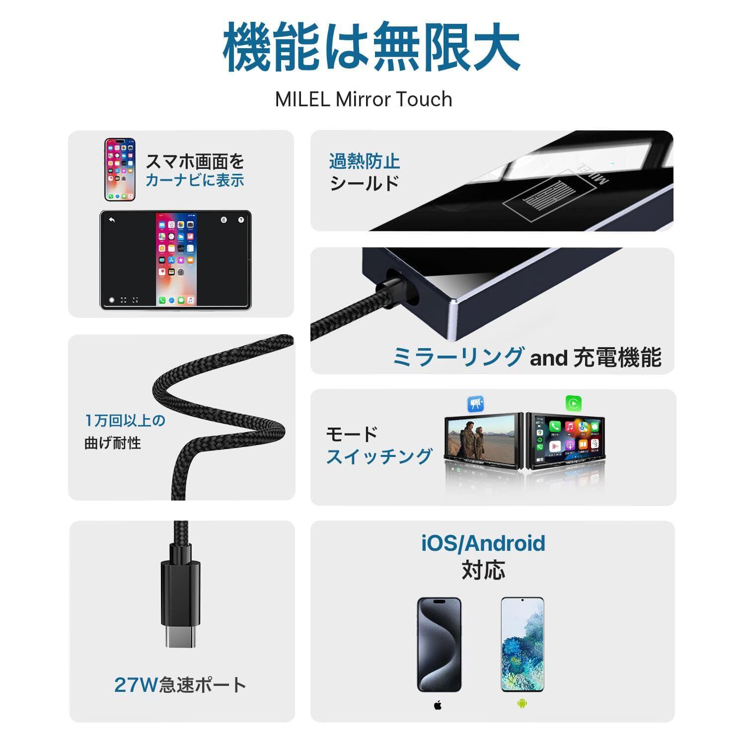 26042117 美品 MILEL Car Adapter MM1 ミラーリング MILEL MM1 ミレル スマートフォンをカーナビにミラーリングすることが