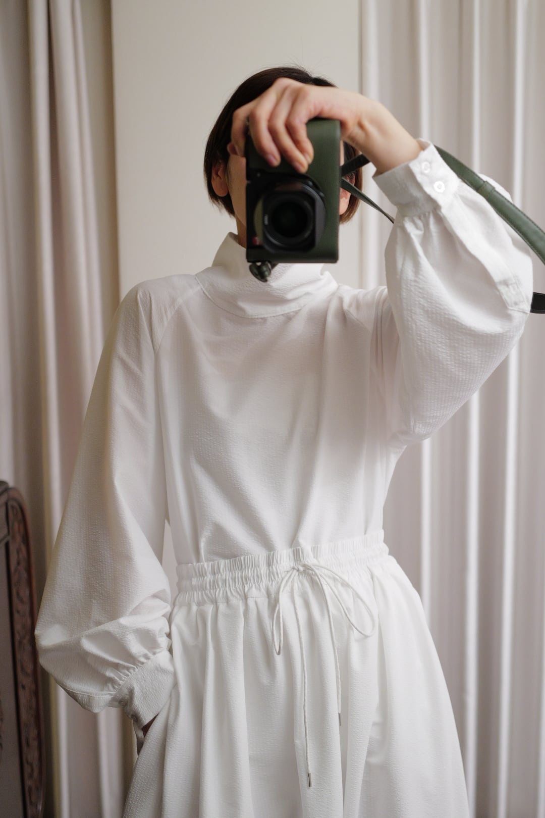 seersucker turtle blouse white