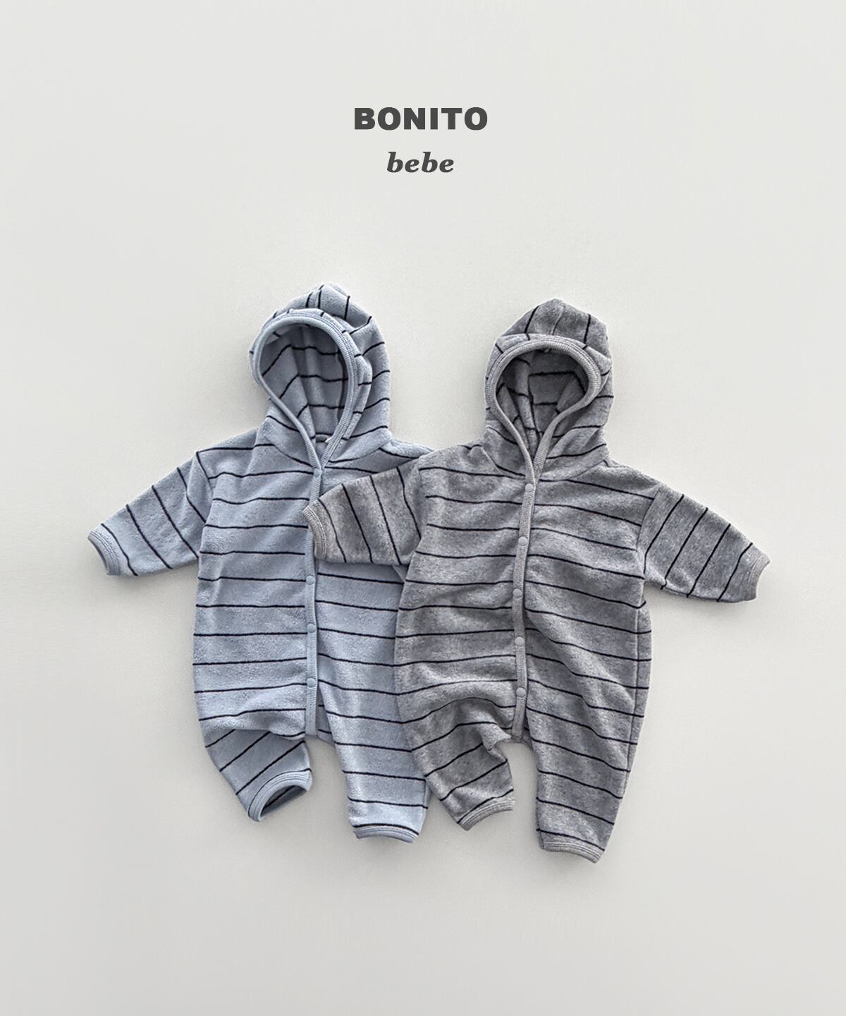 bebe stripe terry hooded suit【BONITO】※12月中旬発送予定