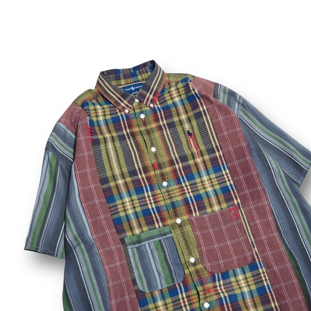 【REMAKE】半袖ドッキングシャツ